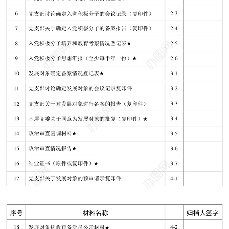 发展党员表册模板