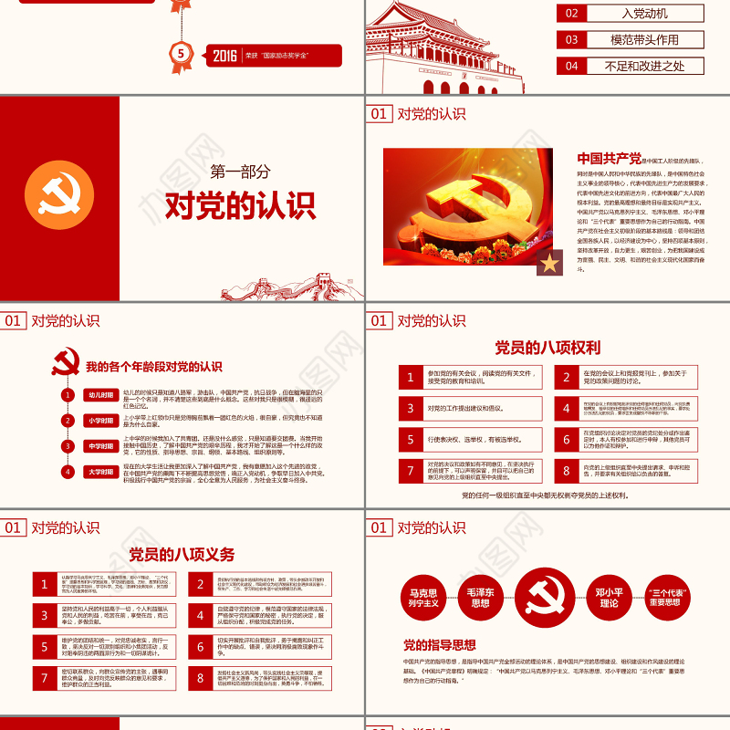 入党答辩PPT模板发展对象自我介绍演讲稿