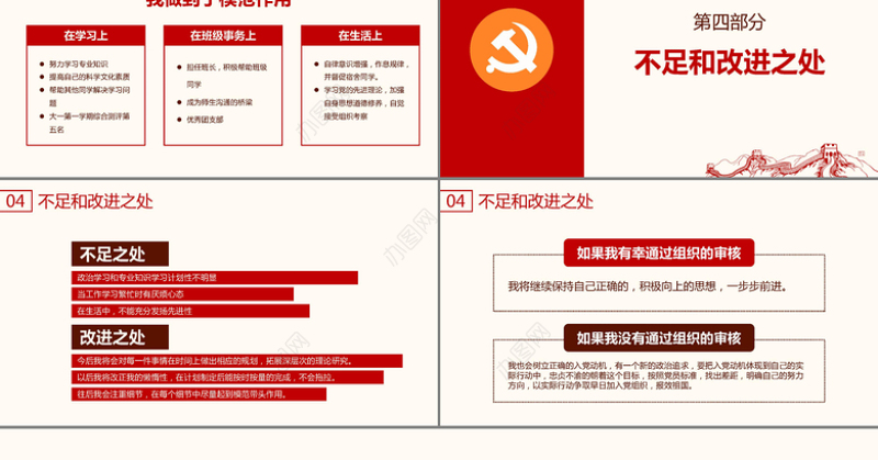 入党答辩PPT模板发展对象自我介绍演讲稿