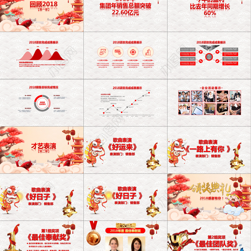 2018狗年年终总结PPT颁奖典礼年会