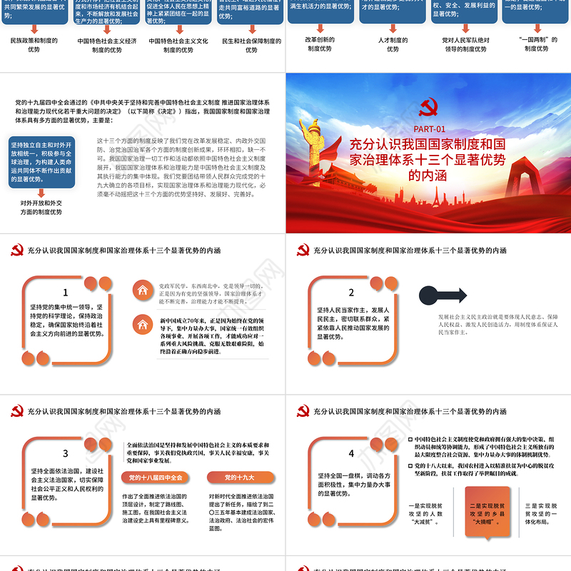 2021充分认识和理解我国国家制度和国家治理体系的十三个显著优势PPT宏观党课课件下载