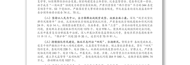 在市纪律检查委员会全体会议上的工作报告（四）