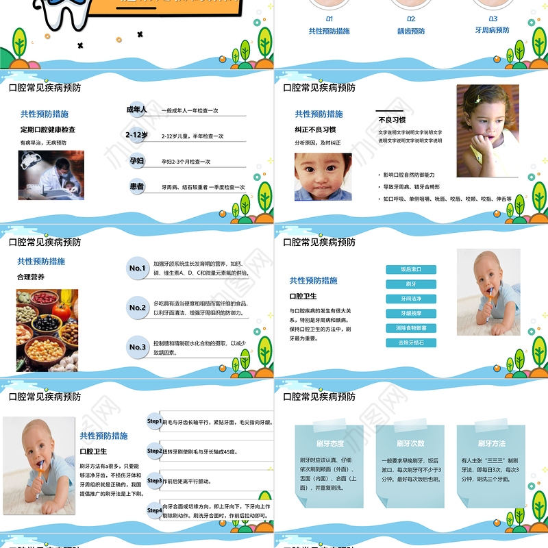 2022医疗口腔护理保健PPT简约清新医疗护理通用PPT模板