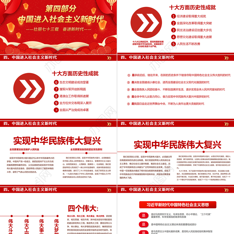 2022喜迎国庆PPT红金大气新中国成立73周年喜迎国庆七十三周年微党课课件