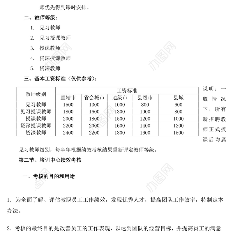 教师工资制度及绩效考核