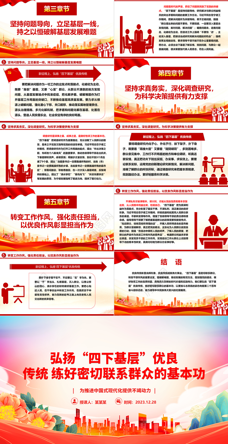 “四下基层”是我党密切联系群众的优秀工作方法ppt华美时尚中国式现代化微党课课件