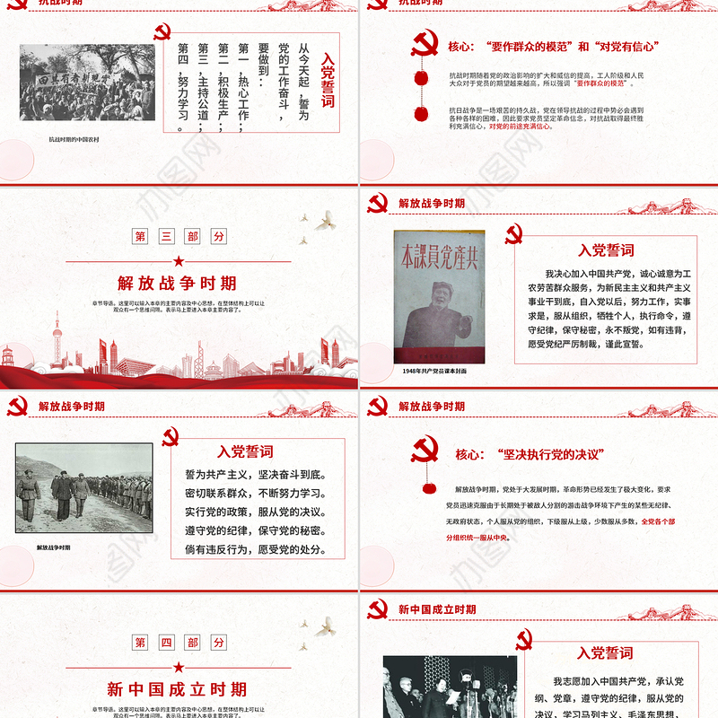 入党誓词的历史沿革PPT红色中国风重温入党誓词唤醒党章意识党员学习课件下载