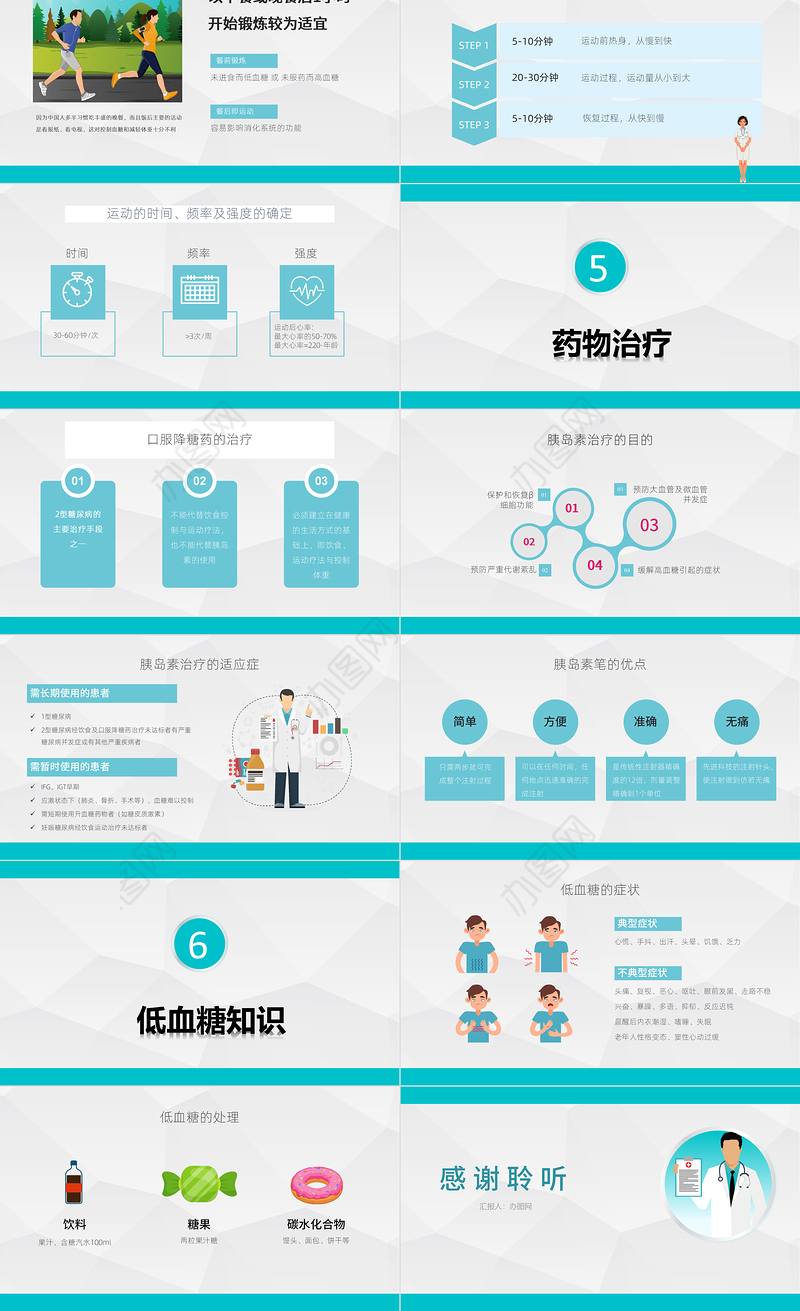 卡通简约版世界预防糖尿病知识日糖尿病健康知识PPT模板