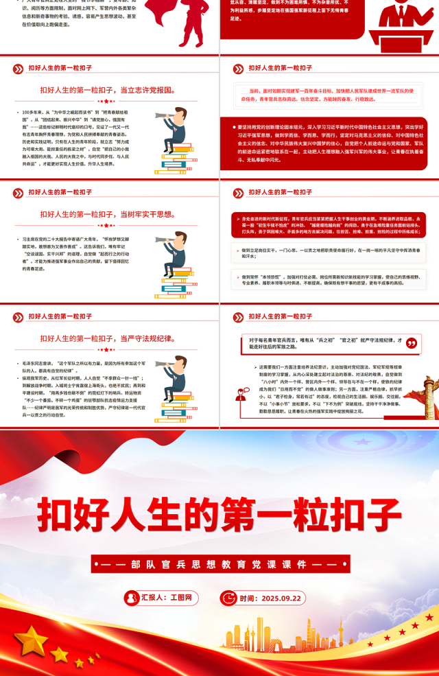 扣好人生的第一粒扣子PPT部队官兵思想教育党课