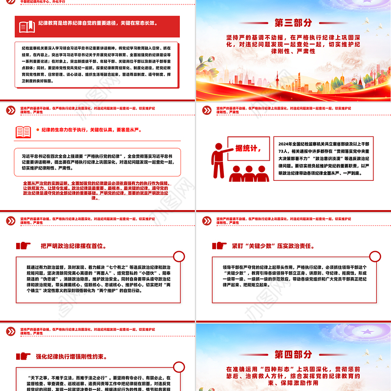 精美时尚全面加强党的纪律建设PPT纪检监察微党课