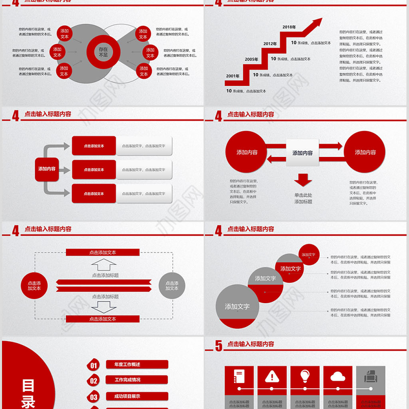 2017年微粒体商务风格大红色工作汇报工作总结PPT模板幻灯片