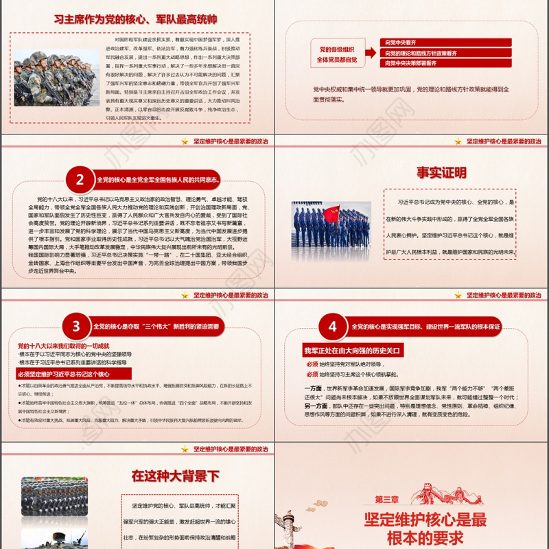 建军节中国梦强军梦维护核心PPT模板