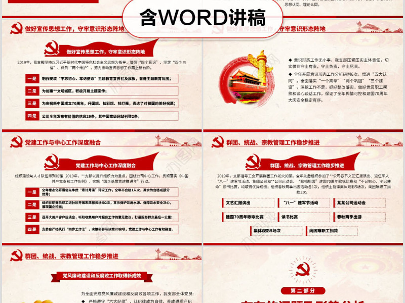 原创2020基层党委党支部党建年终工作总结PPT