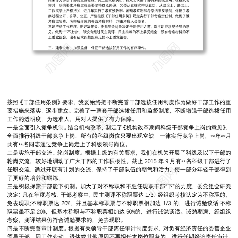 选人用人专项检查整改报告20篇