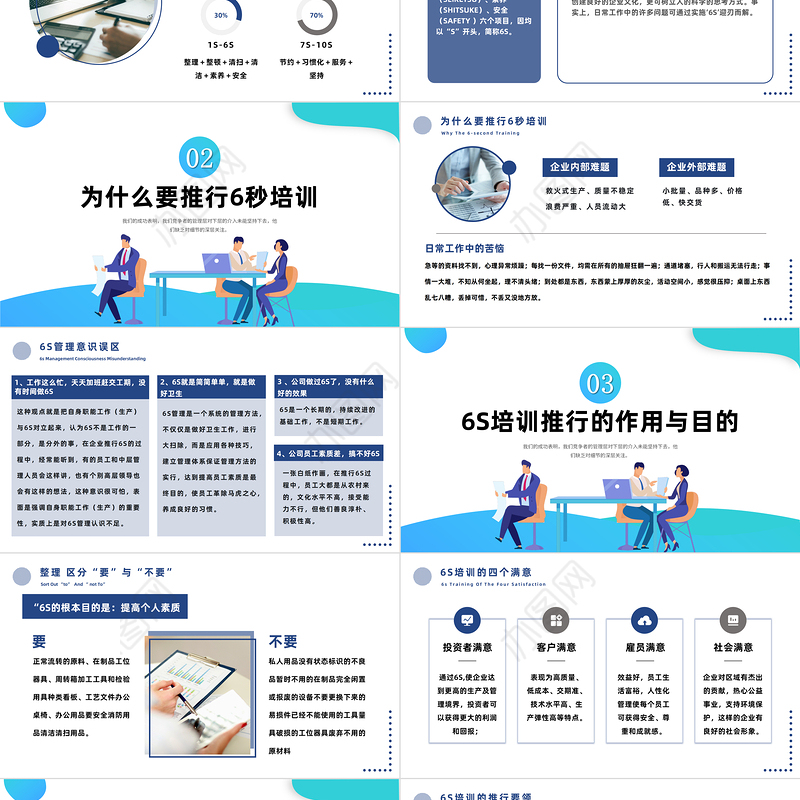 2022年6S培训PPT蓝色简约商务风6s培训课件模板