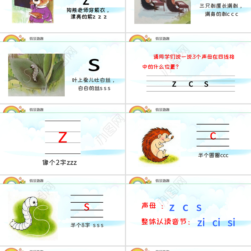 人教版小学一年级语文上册第二章汉语拼音（七）：z、c、s（含配套教案）课件PPT