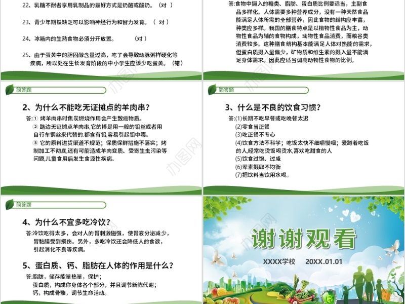 原创食品安全从我做起卫生健康主题班会PPT-版权可商用