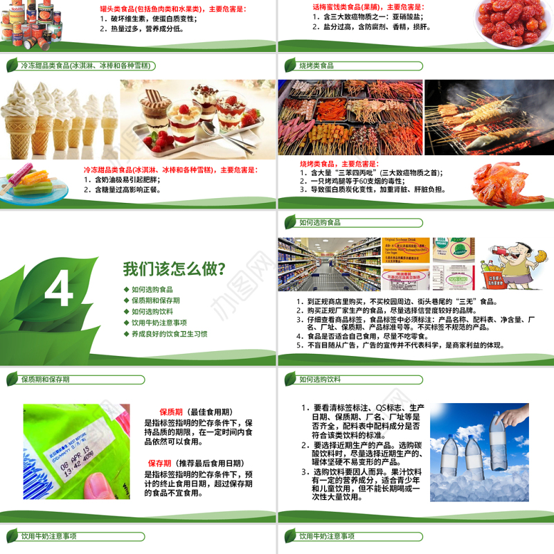 原创食品安全从我做起卫生健康主题班会PPT-版权可商用