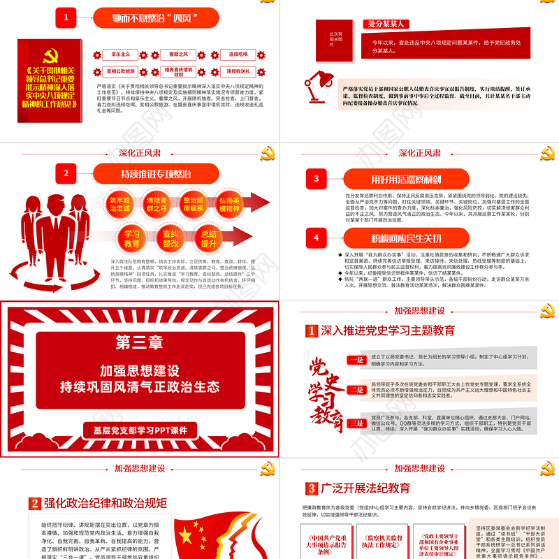 2021-2022年度党风廉政建设主体责任情况报告PPT红色简洁坚守政治担当深化正风肃纪加强思想建设深化改革创新党课