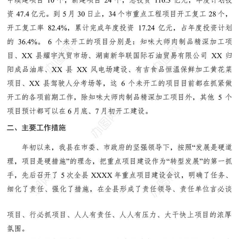 2021XXXX年上半年重点项目建设进展情况汇报　　　　