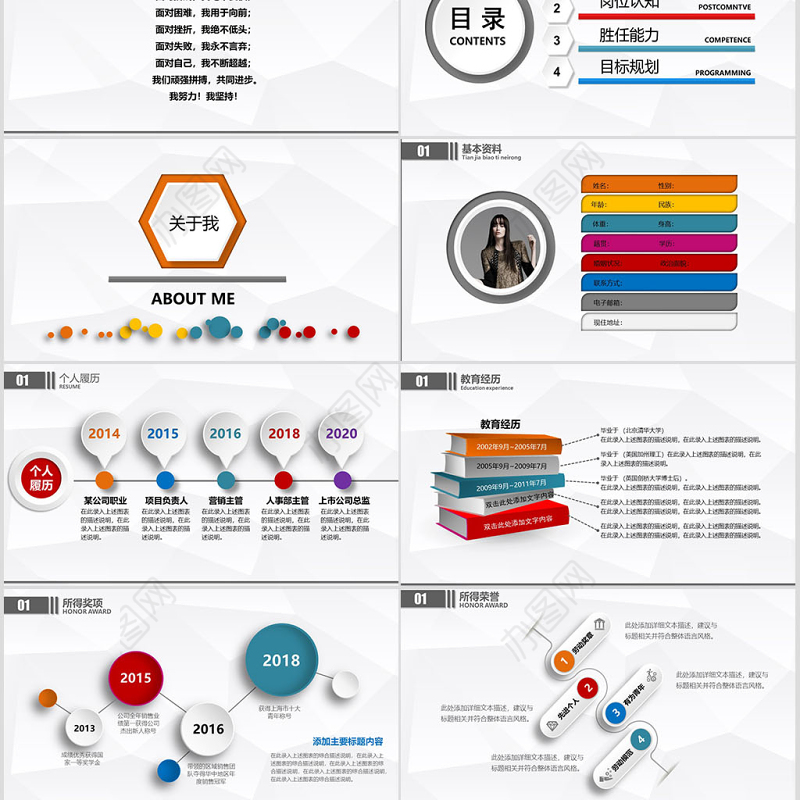 个性彩色时尚岗位竞聘PPT模板幻灯片