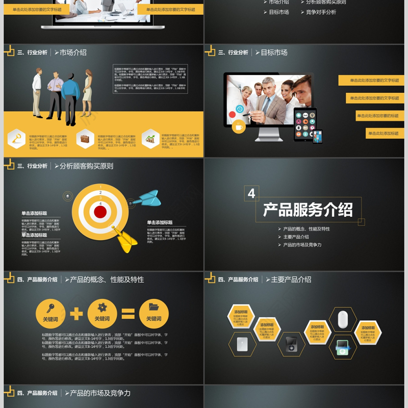 高端大气黑黄企业商业计划书PPT模板