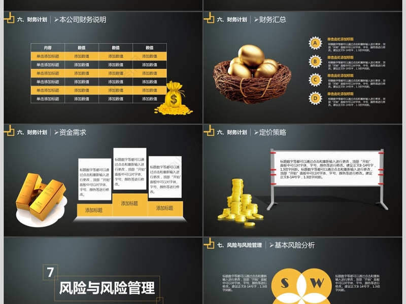 高端大气黑黄企业商业计划书PPT模板