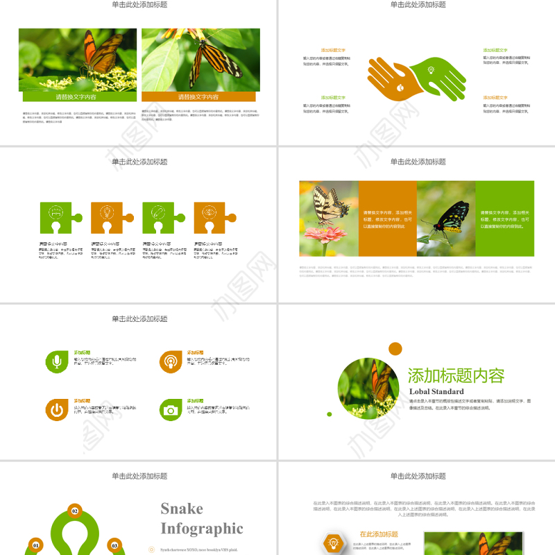 昆虫蝴蝶蜕变商务汇报总结计划PPT模板