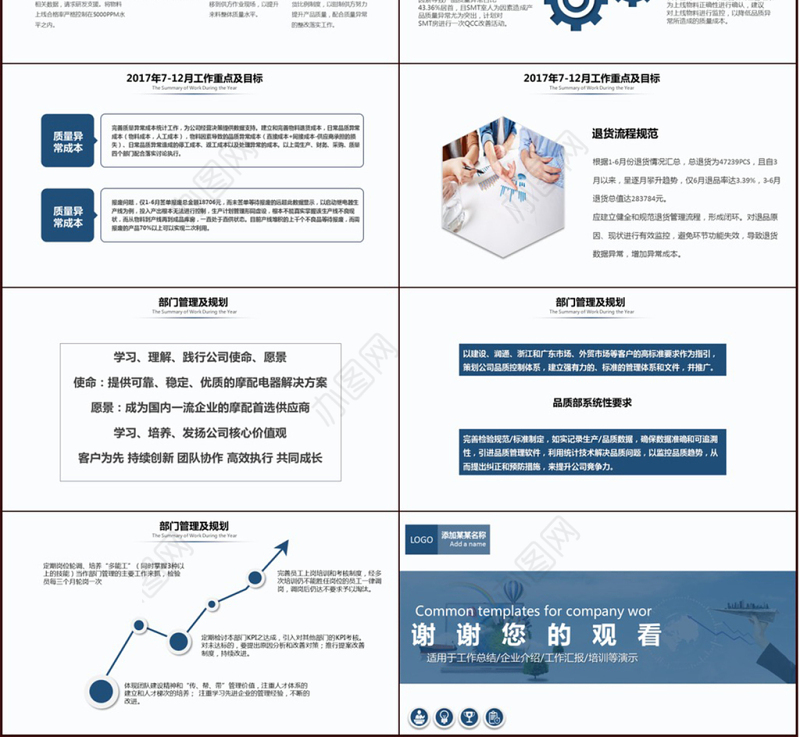 2017年度上半年工作总结通用PPT内容模板