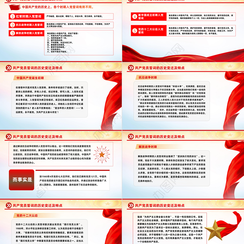 2023重温入党誓词凝聚奋进力量PPT红色党政风七一建党节102周年专题党课课件模板下载