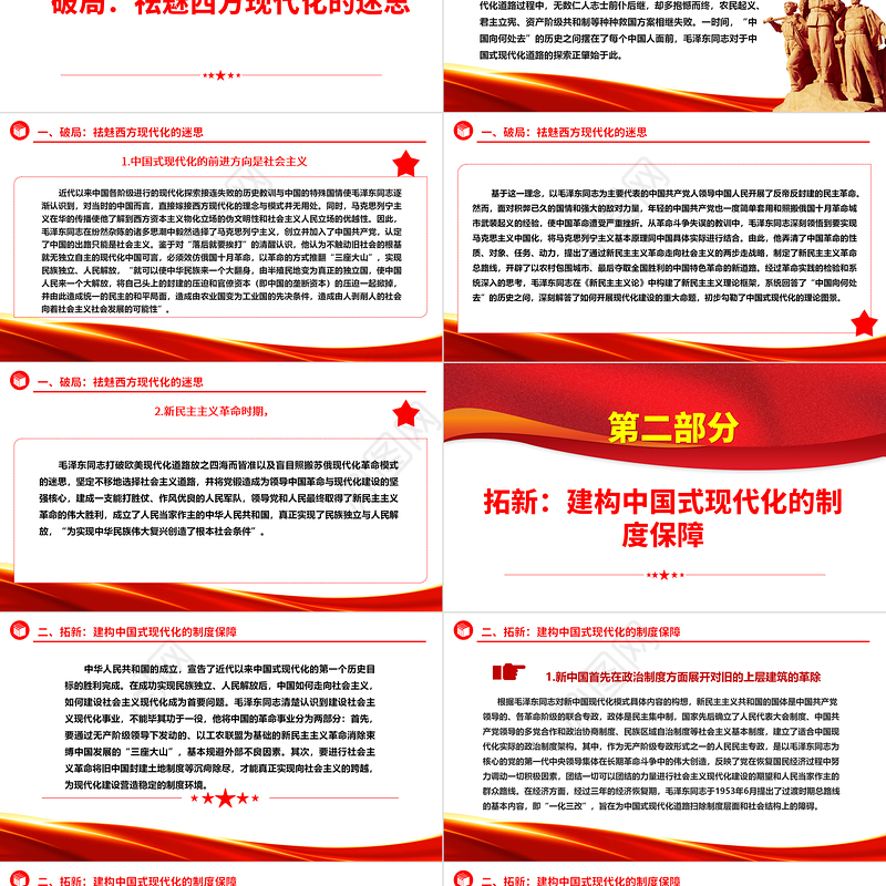 回顾毛泽东与中国式现代化的探索ppt红色精美深入学习毛泽东同志在探索中国式现代化进程中作出的独特贡献党组织专题党课课件