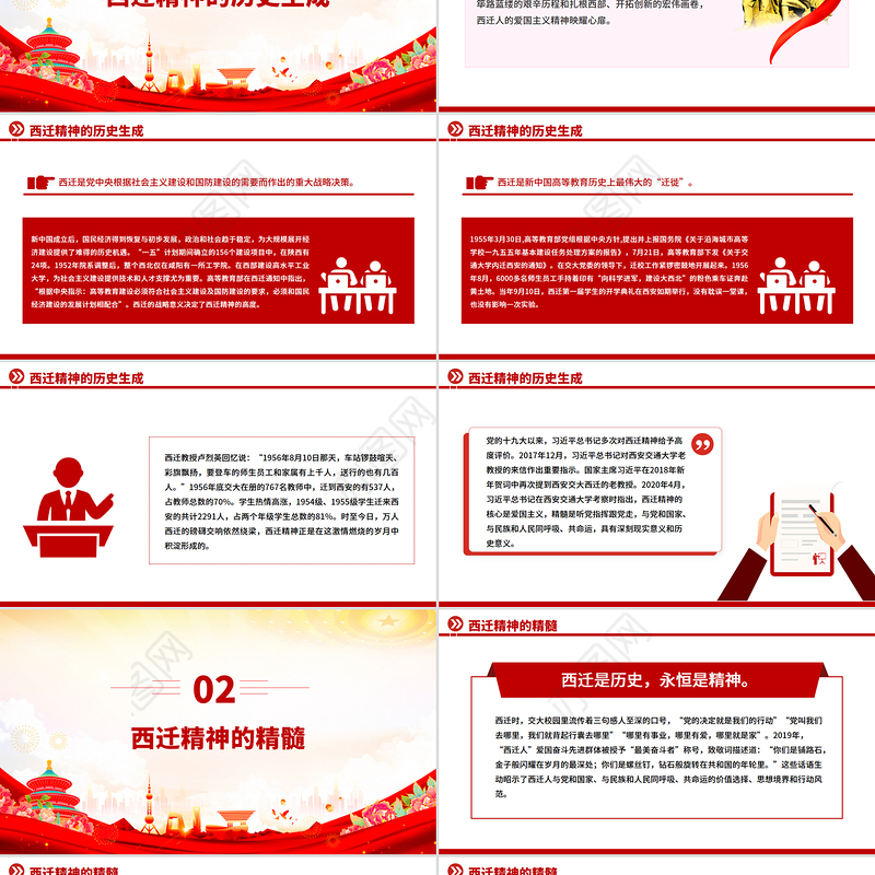 红色精美西迁精神薪火传PPT中国共产党人的精神谱系党课