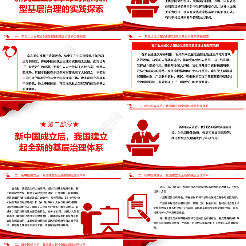 深入研究我党对基层治理的探索与经验ppt精美党政风基层强则国家强，基层安则天下安党支部党员学习培训党课课件