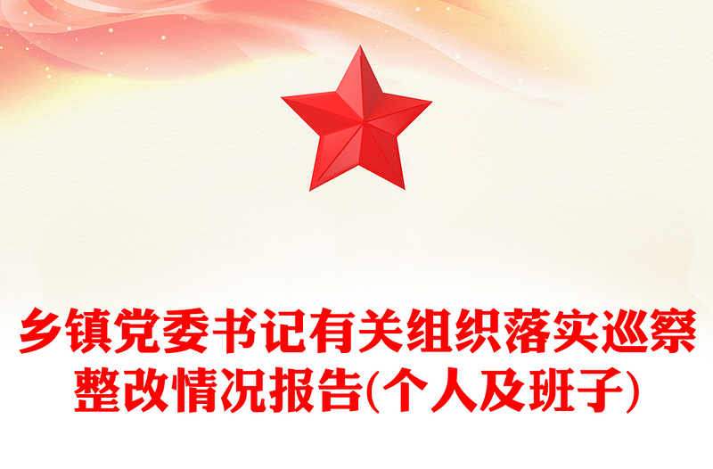 乡镇党委书记有关组织落实巡察整改情况报告(个人及班子)