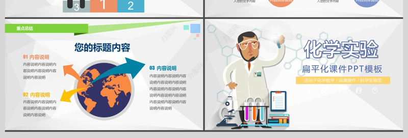 扁平化彩色中学化学实验教学课件