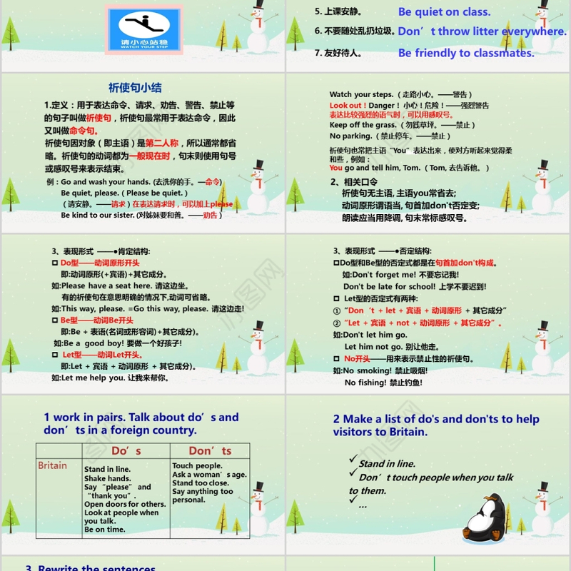 2018浅绿人教版八年级上英语PPT模板