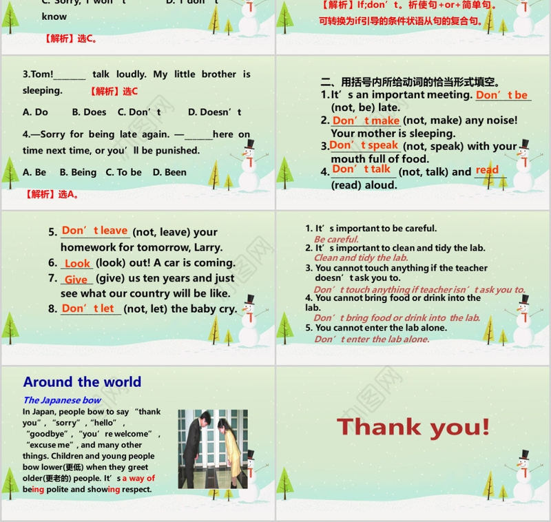 2018浅绿人教版八年级上英语PPT模板