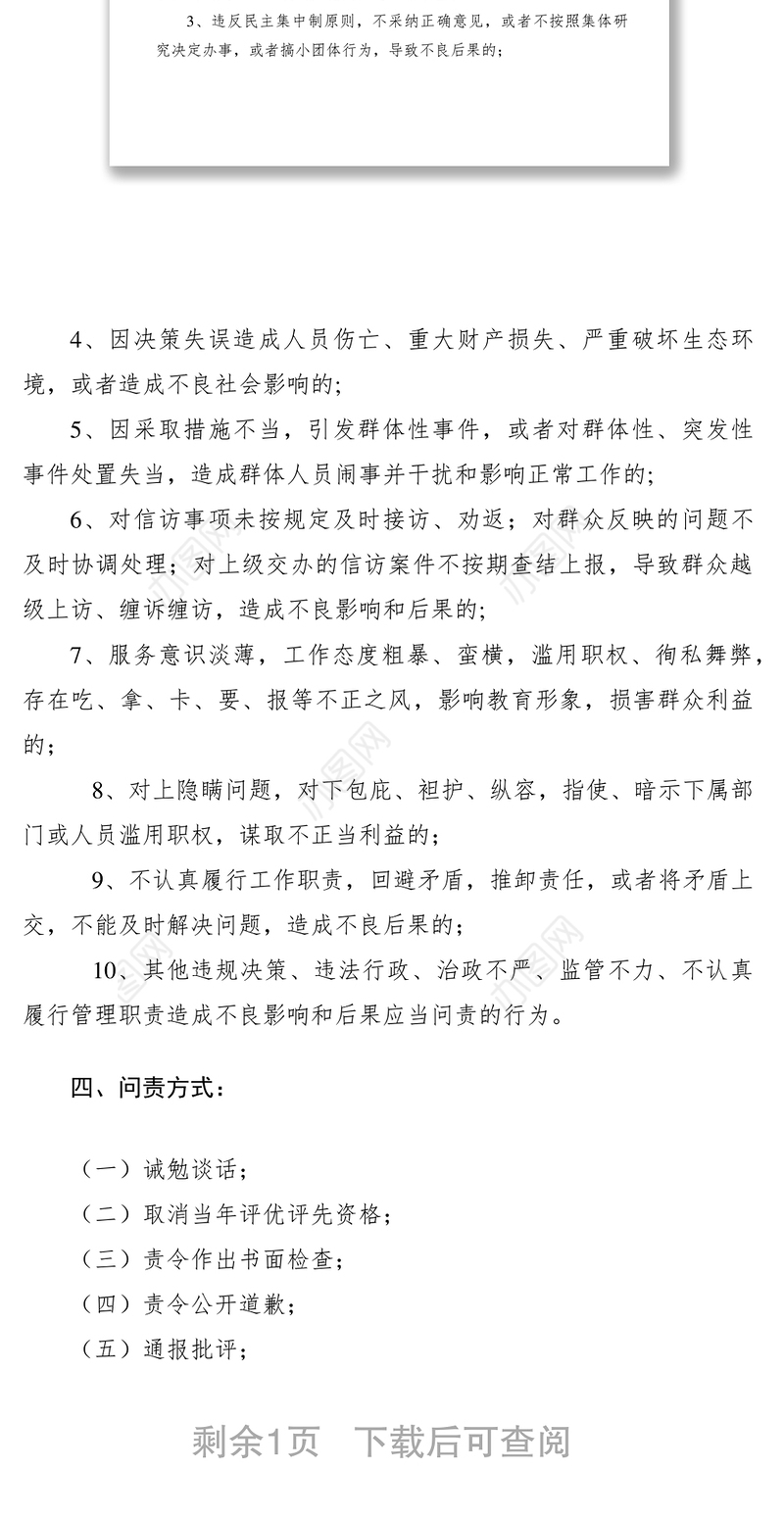 2021履职问责制度范本