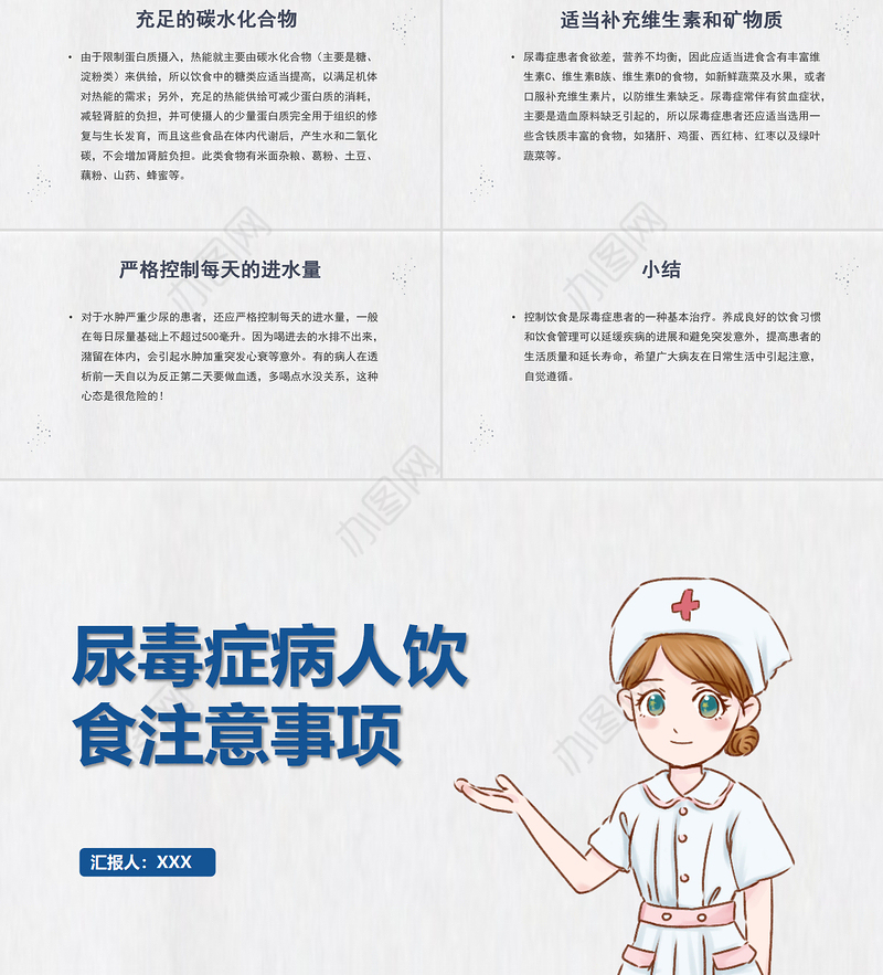 2022尿毒症病人饮食注意事项医疗护理PPT简约创意尿毒症护理查房通用PPT模板下载
