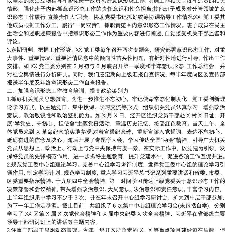 2020年上半年党支部意识形态工作自查报告两篇