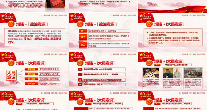 中国四个意识党建PPT模板