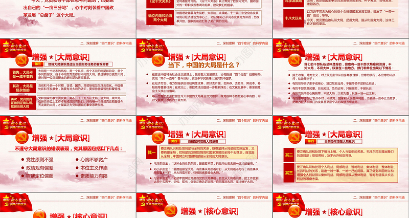 中国四个意识党建PPT模板