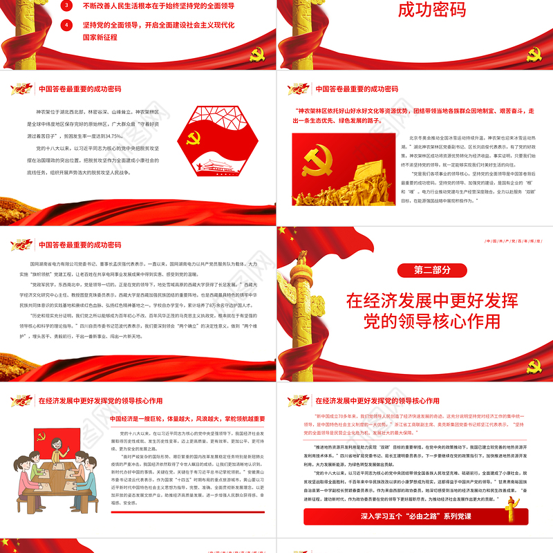 坚持党的全面领导是坚持和发展中国特色社会主义的必由之路红色党政风深入学习五个“必由之路”系列党课课件