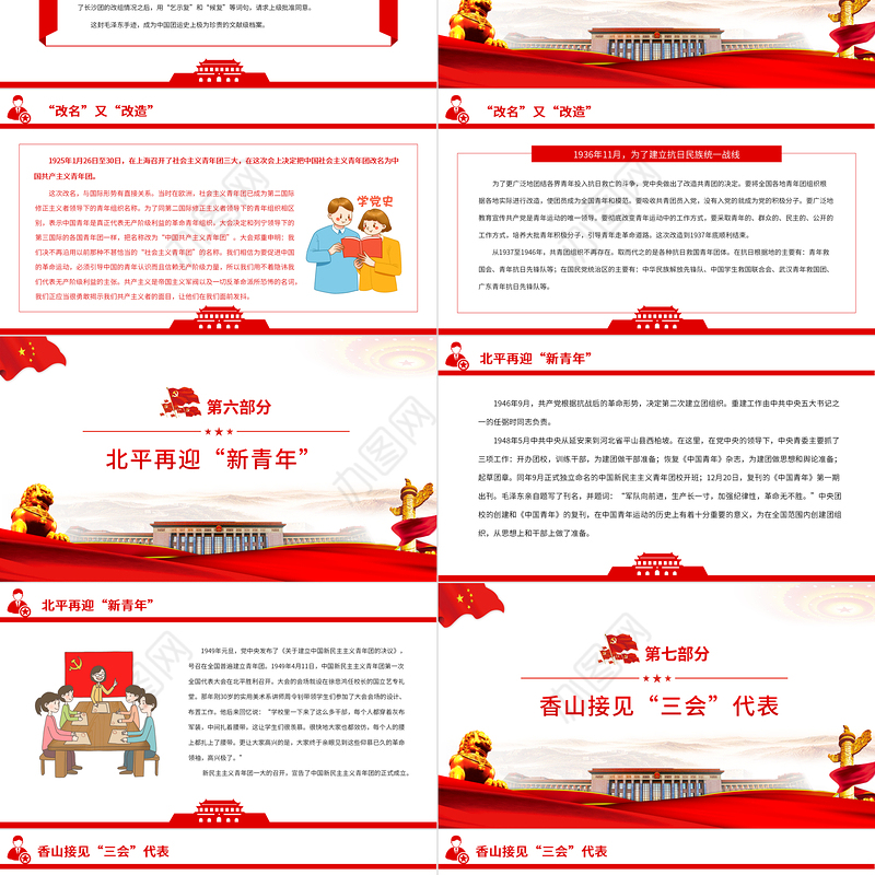 档案里的百年团史PPT红色大气共青团员百年团史学习专题团课课件