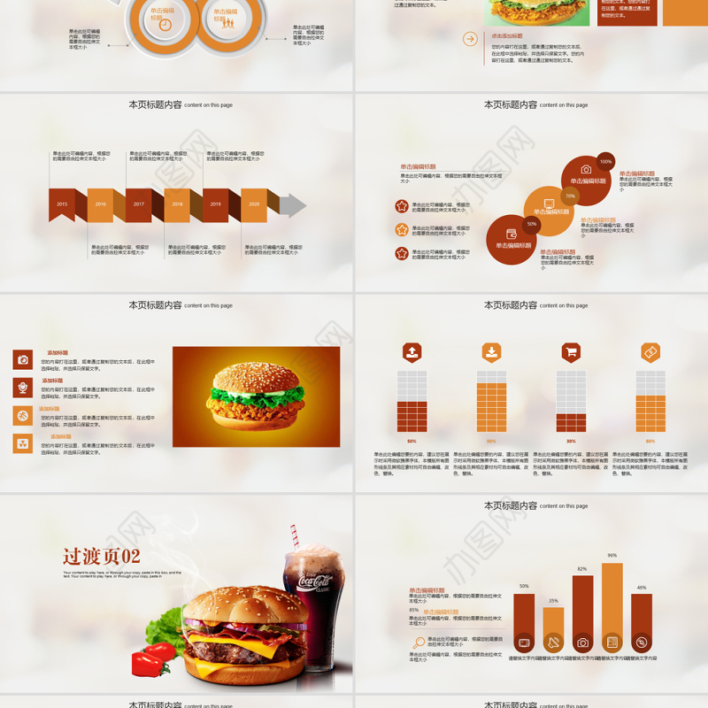 汉堡包西式快餐汉堡宣传ppt动态模板