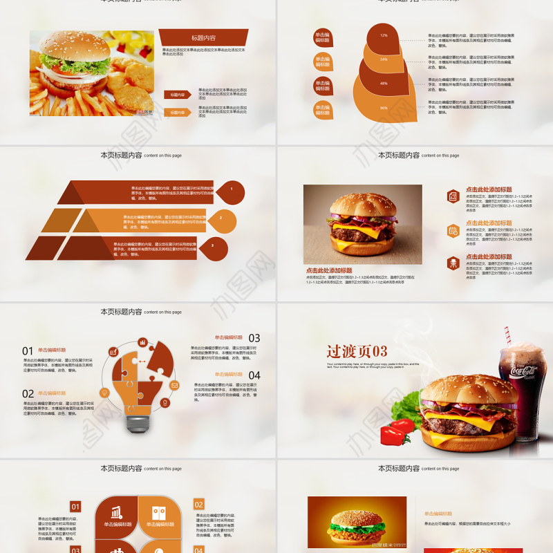 汉堡包西式快餐汉堡宣传ppt动态模板