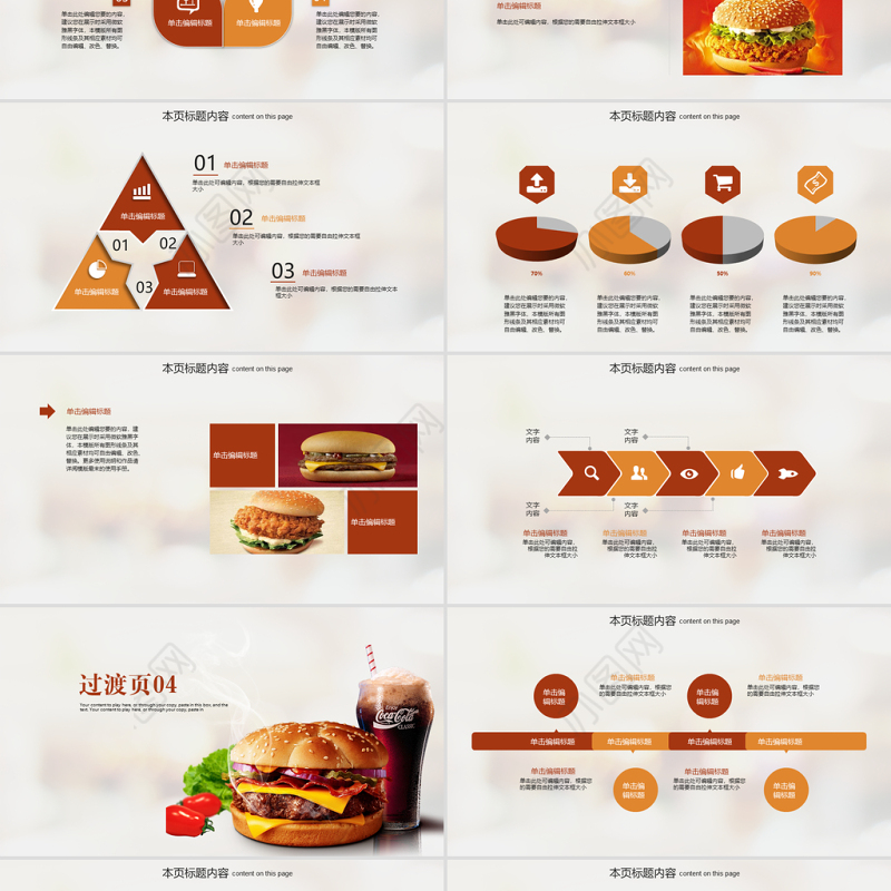 汉堡包西式快餐汉堡宣传ppt动态模板