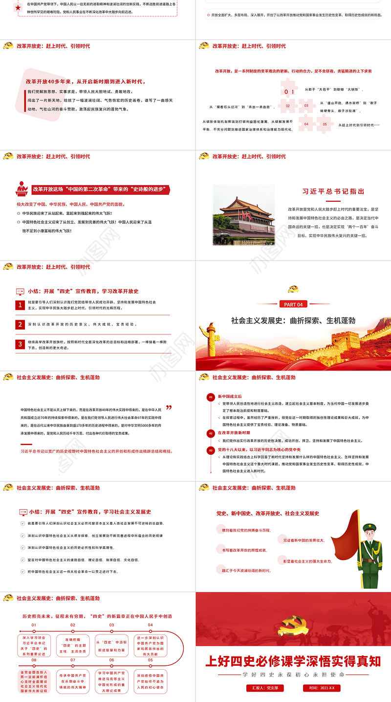 2021上好四史必修课学深悟实得真知PPT红色大气建党100周年党史学习教育党课课件