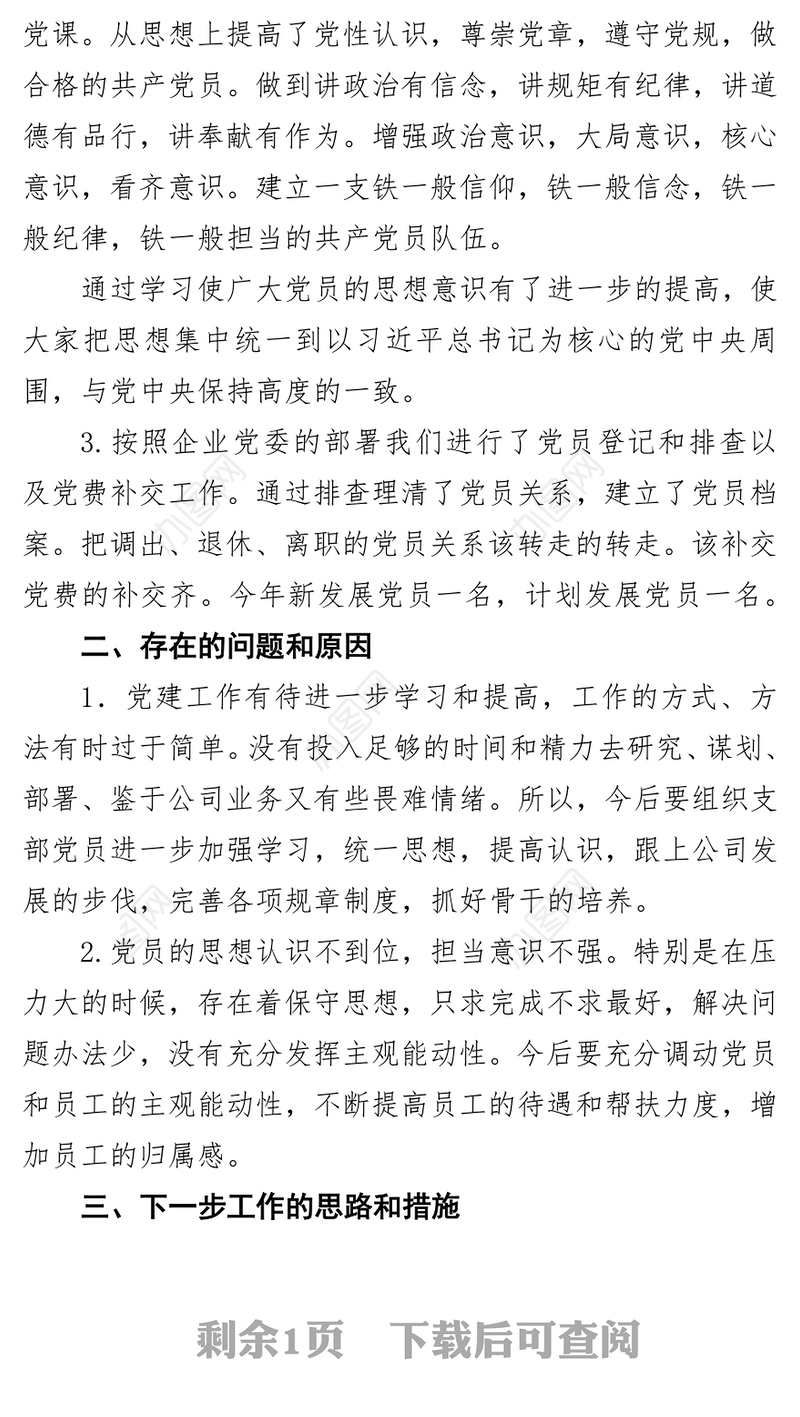 党支部书记抓基层党建工作述职报告3
