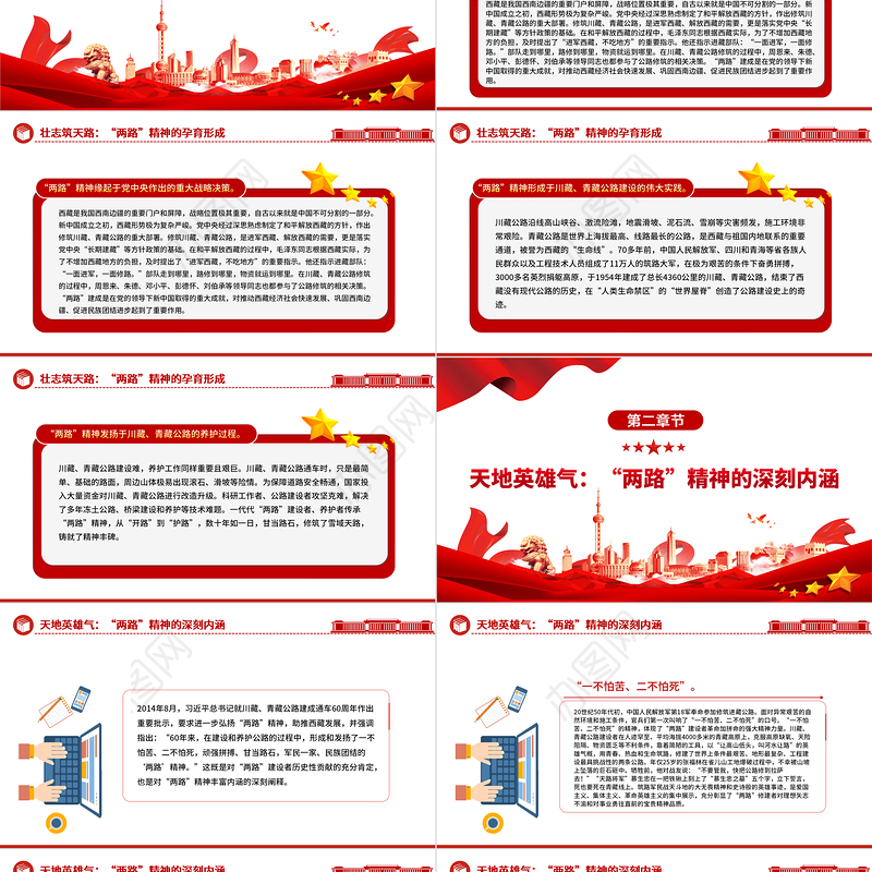 “两路”精神雪域高原上的精神丰碑PPT深入学习中国共产党人精神谱系之两路精神专题党课课件模板下载